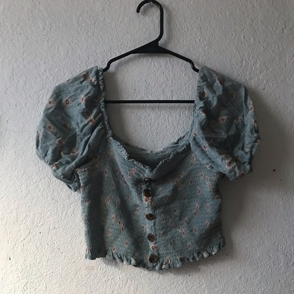 Puff sleeve baby blue shirt!